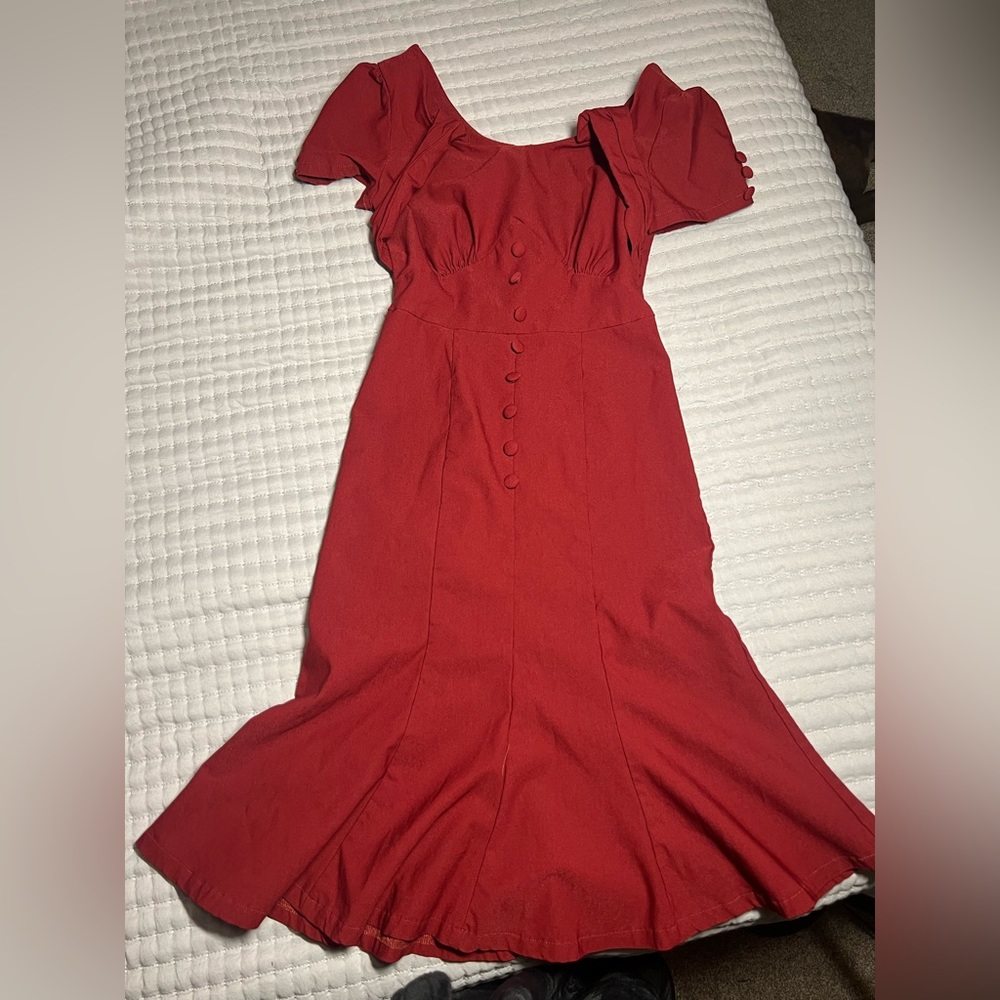 Maroon Trumpet Vintage Style Dress
